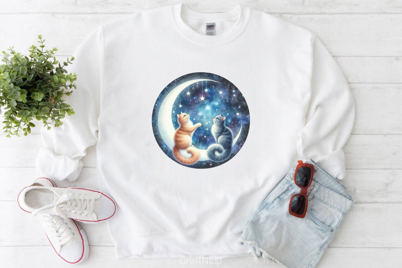 Cats on Crescent Clipart Bundle - CraftNest - Digital Crafting and Art