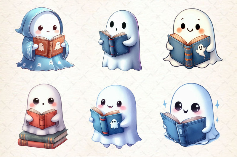 Ghost Reading Book Clipart Bundle 2 - CraftNest - Digital Crafting and Art