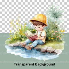 Children Reading Clipart Bundle - CraftNest - Digital Crafting and Art