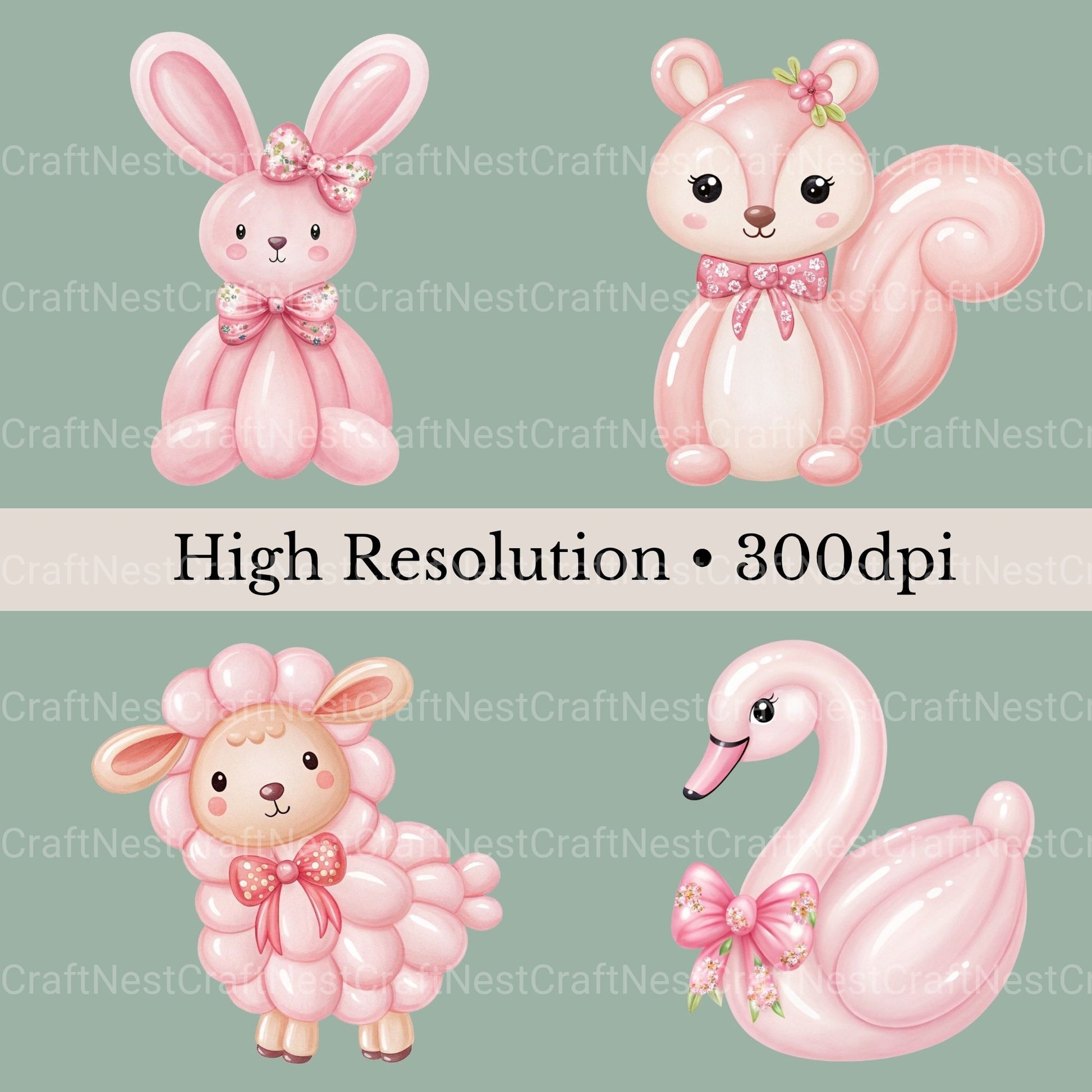 Balloon Animals Coquette Clipart Bundle - CraftNest - Digital Crafting and Art