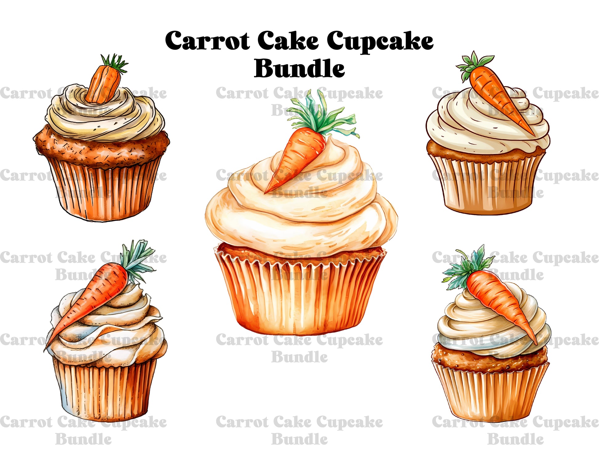 Carrot Cake Cupcakes Clipart - CraftNest