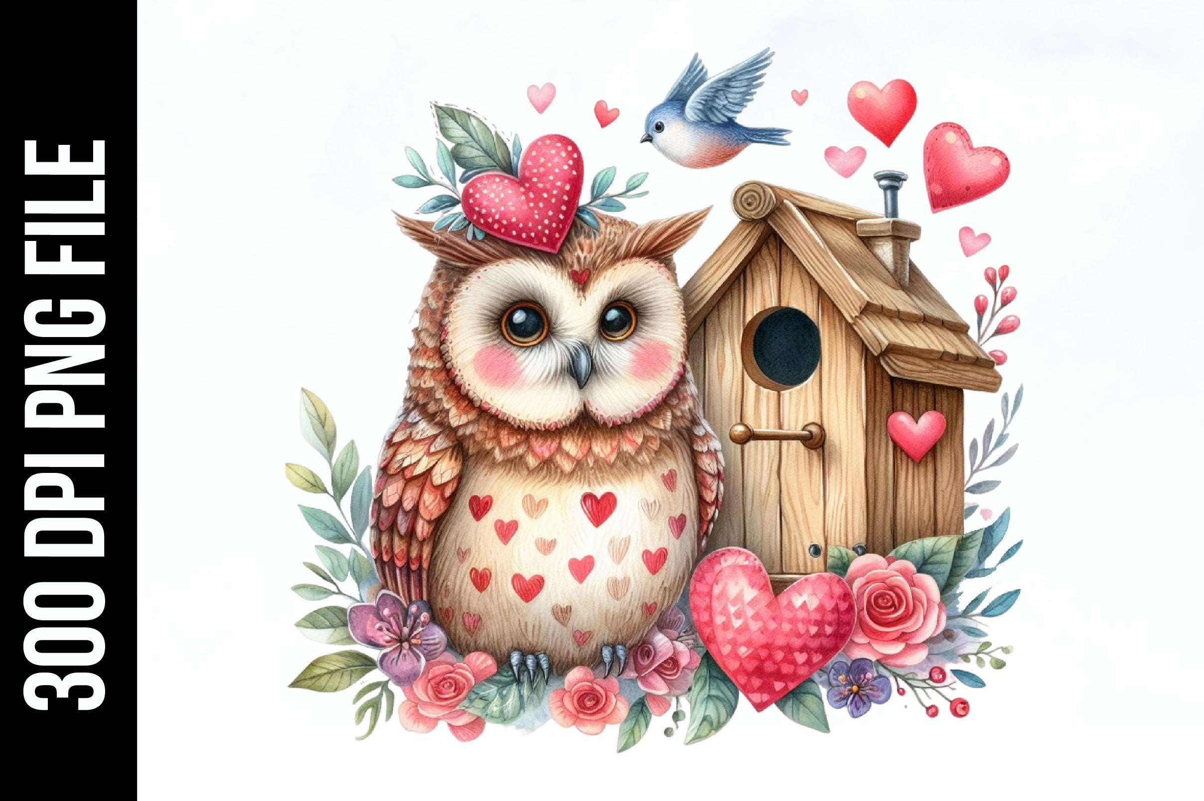 Valentine Owl & House Clipart Bundle - CraftNest - Digital Crafting and Art