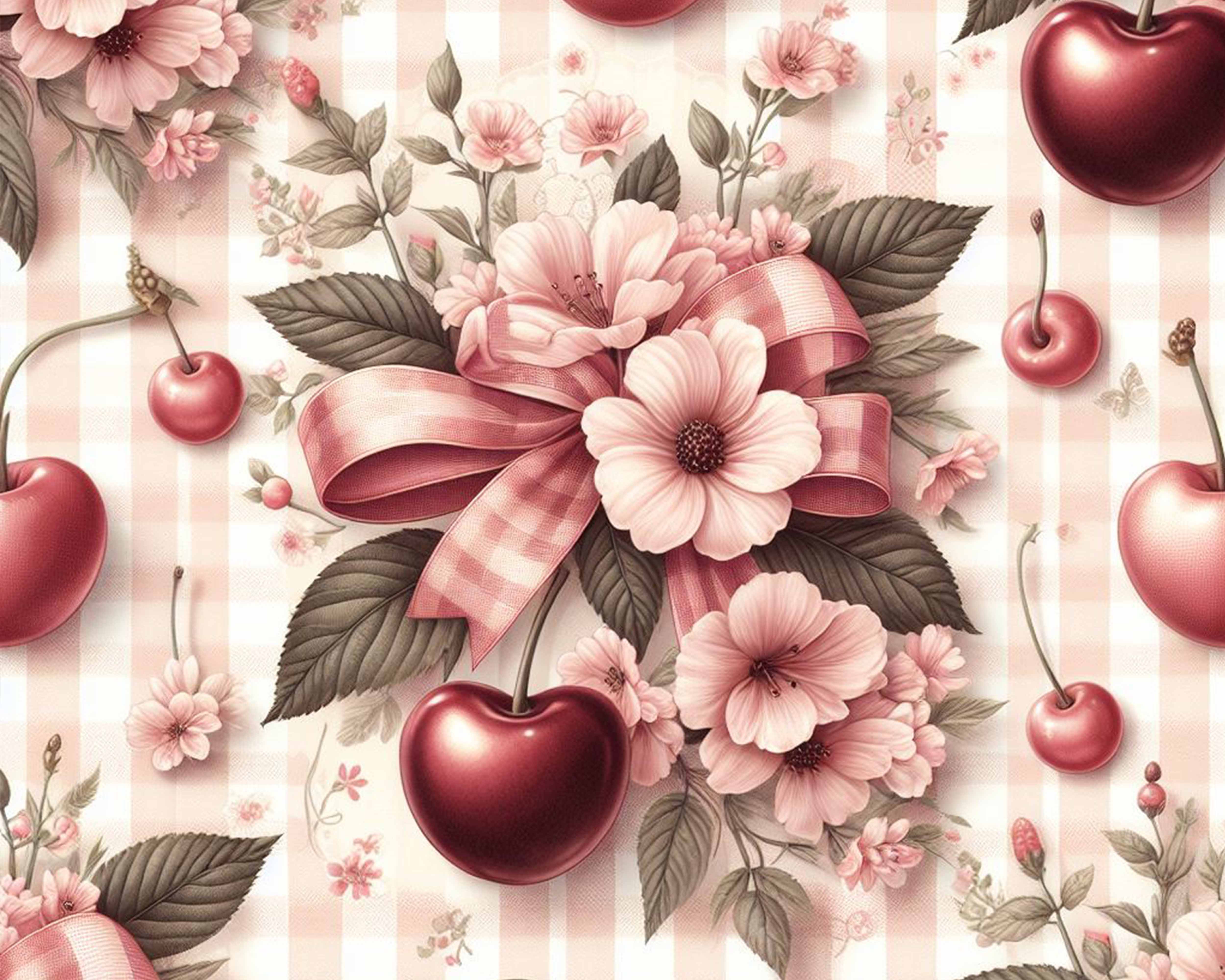 Cherry Seamless Digital Paper - CraftNest - Digital Crafting and Art