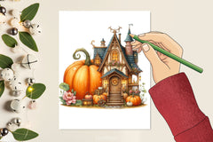 Pumpkin Fairy House Clipart Bundle - CraftNest - Digital Crafting and Art
