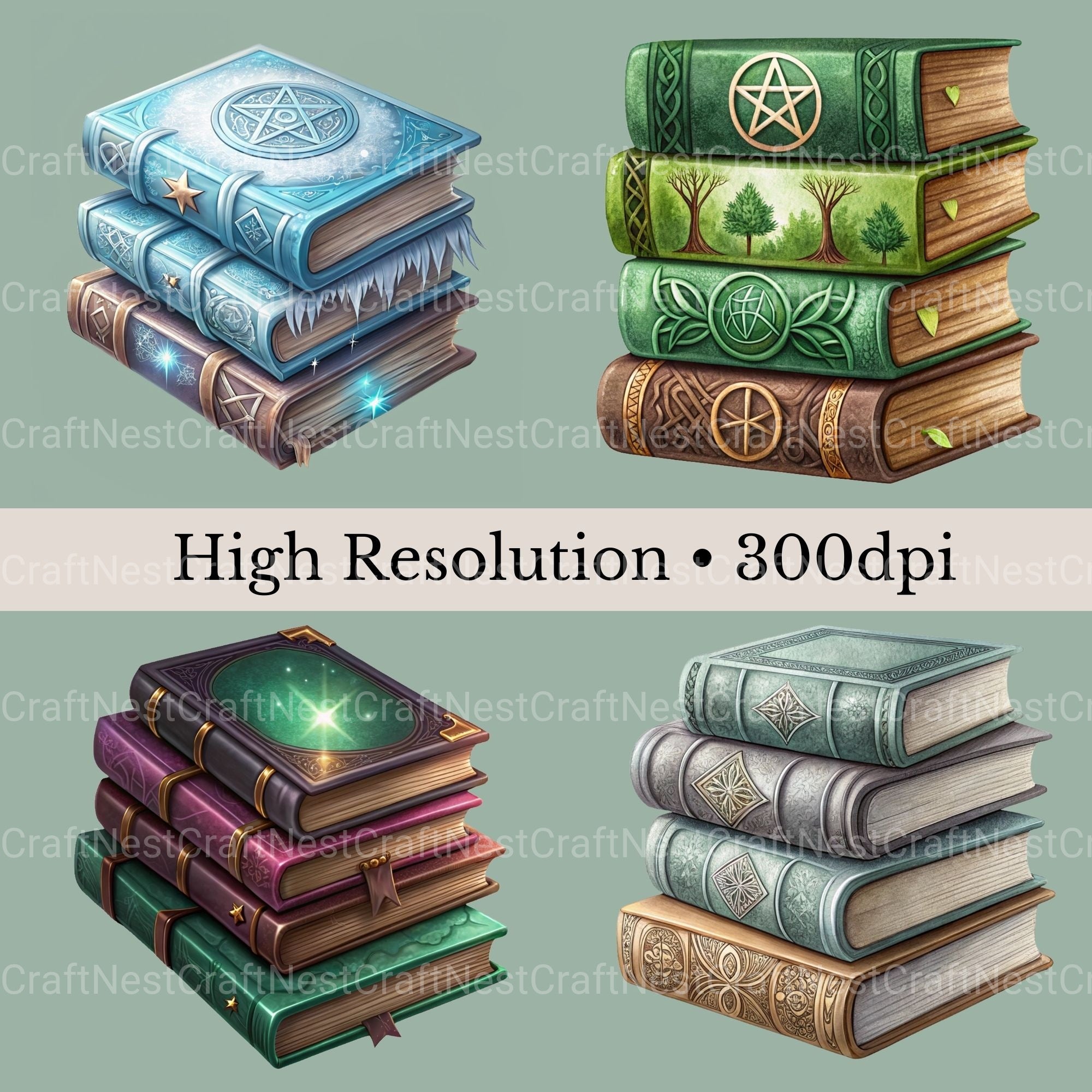 Books Magical Clipart Bundle - CraftNest - Digital Crafting and Art