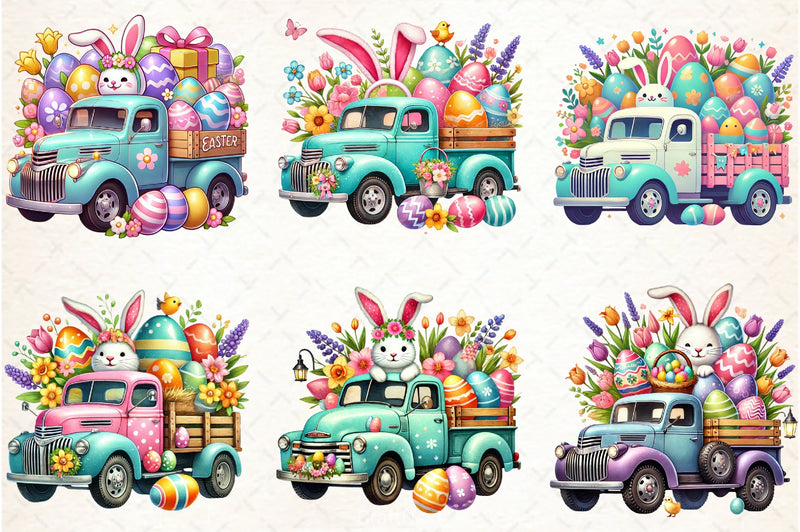 Easter Bunny Truck Clipart Bundle 6 - CraftNest - Digital Crafting and Art