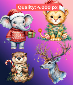 Christmas Zoo Clipart Bundle - CraftNest - Digital Crafting and Art