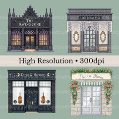 Village Shops Gothic Clipart Bundle - CraftNest - Digital Crafting and Art