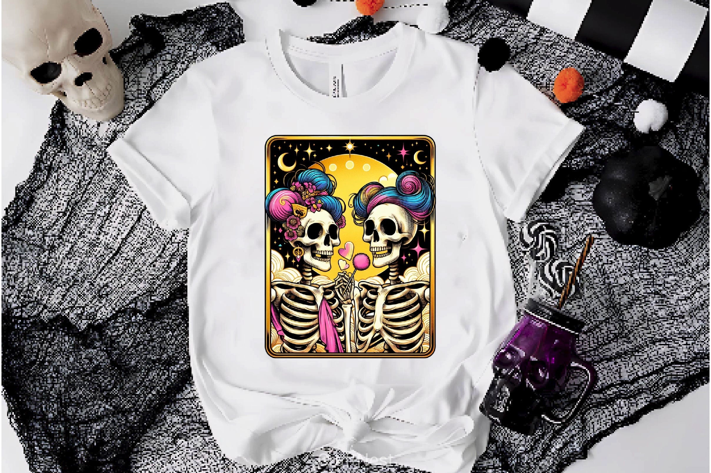 The Lovers Tarot Card Skeletons Clipart Bundle 1 - CraftNest - Digital Crafting and Art