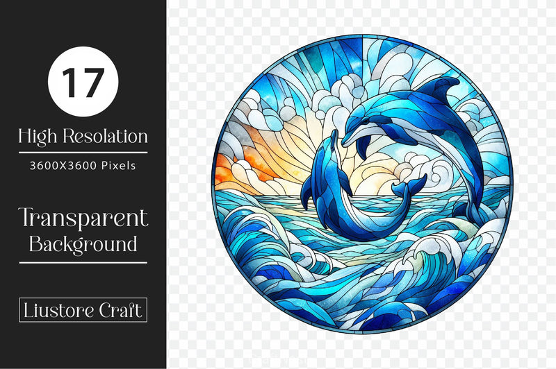 Stained Glass Dolphin Clipart Bundle - CraftNest - Digital Crafting and Art