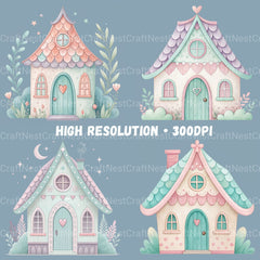 Whimsical Homes Clipart Bundle - CraftNest - Digital Crafting and Art