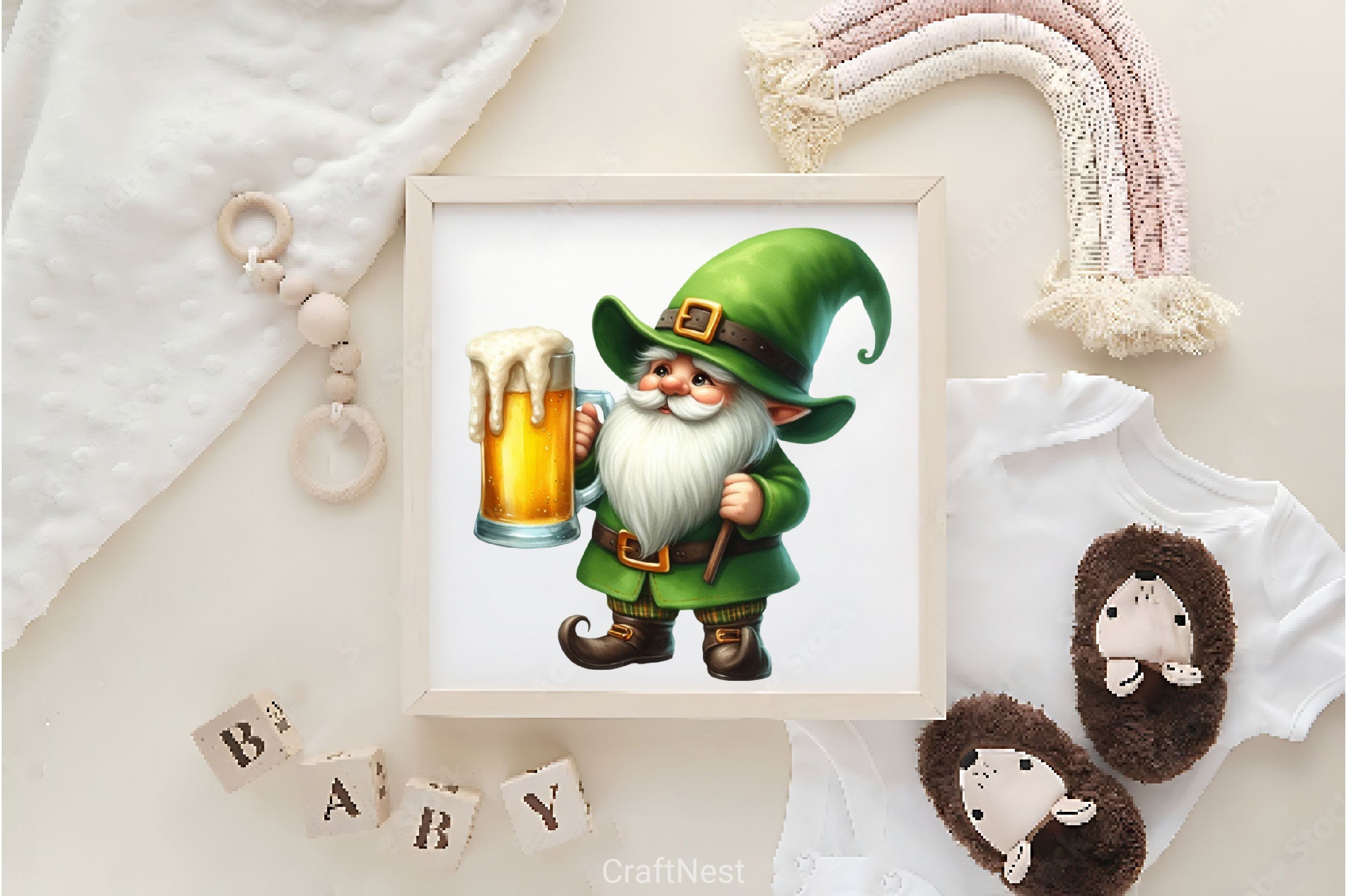 Gnome Drinking Beer St Patricks Day Clipart Bundle - CraftNest - Digital Crafting and Art