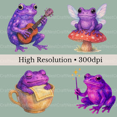 Purple Frogs Sora Clipart Bundle - CraftNest - Digital Crafting and Art
