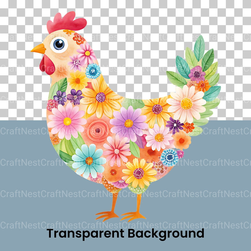 Flower Chickens Clipart Bundle - CraftNest - Digital Crafting and Art