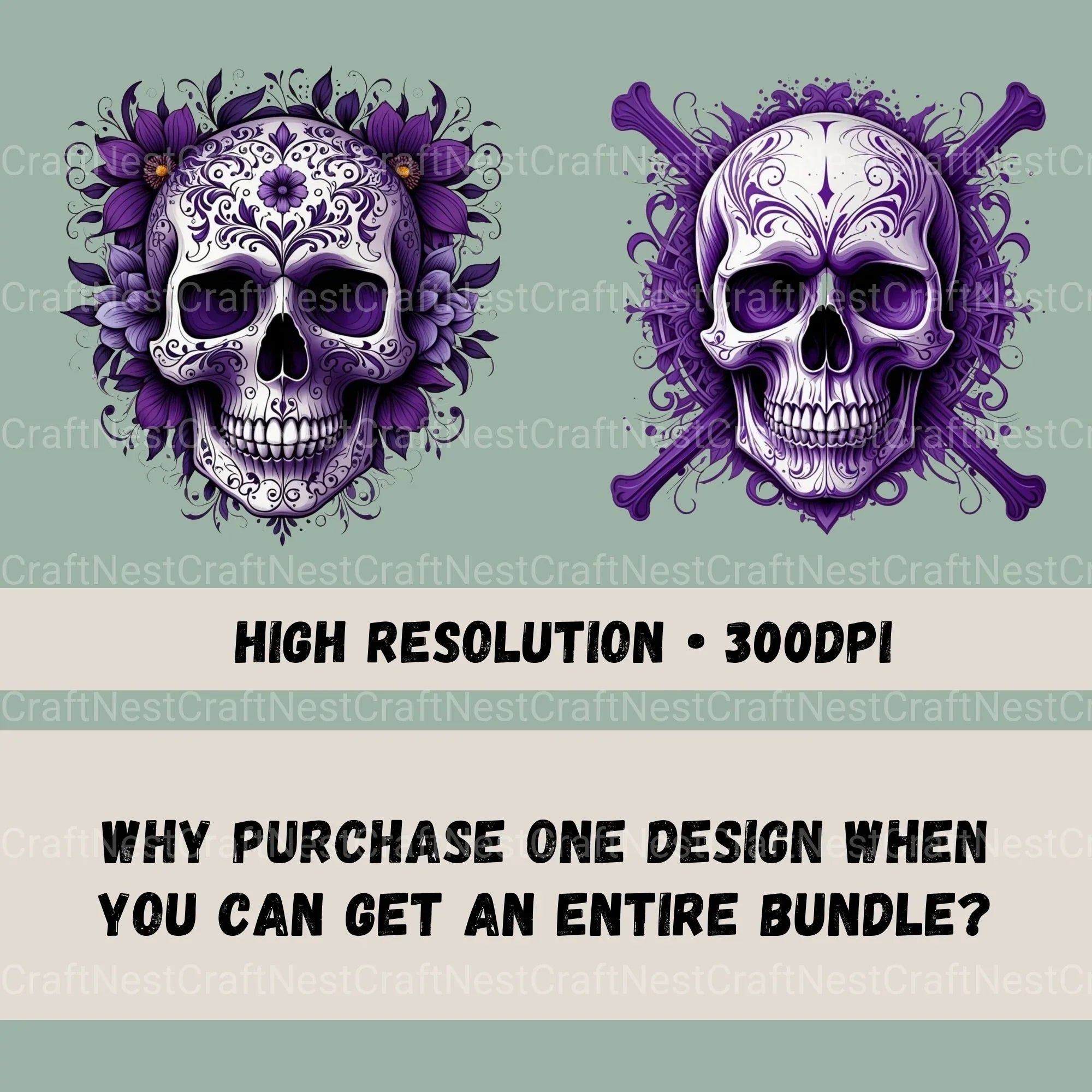 Skulls In Purple Clipart Bundle - CraftNest - Digital Crafting and Art
