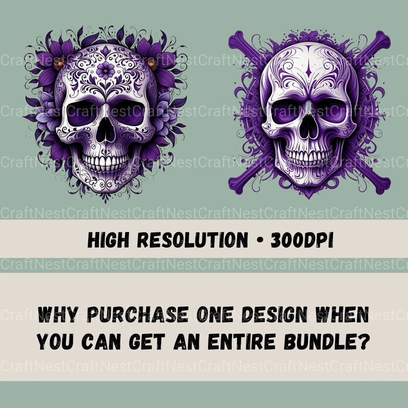 Skulls In Purple Clipart Bundle - CraftNest - Digital Crafting and Art