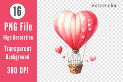 Valentine Hot Air Balloon Clipart Bundle - CraftNest - Digital Crafting and Art