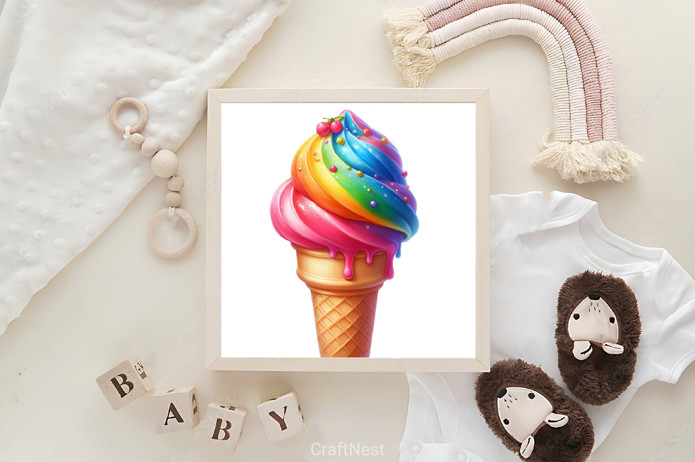 Rainbow Ice Cream Clipart Bundle - CraftNest - Digital Crafting and Art