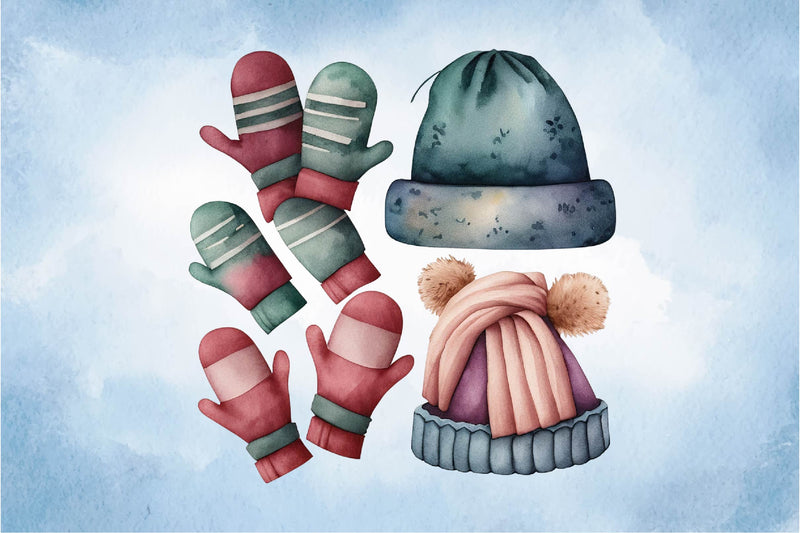 Winter Cute Set Of Mittens Clipart Bundle - CraftNest - Digital Crafting and Art