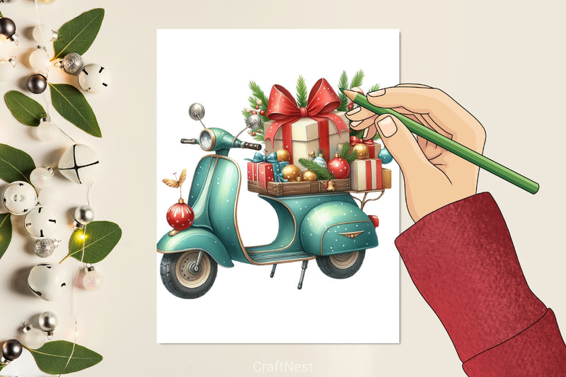 Christmas Scooter Clipart Bundle - CraftNest - Digital Crafting and Art