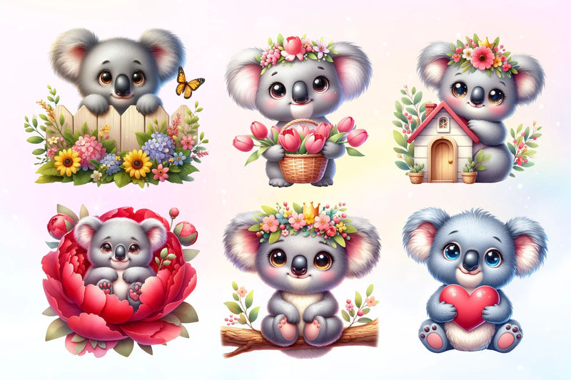 Floral Koala Clipart Bundle 2 - CraftNest - Digital Crafting and Art