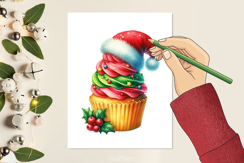 Christmas Cupcakes Clipart Bundle - CraftNest - Digital Crafting and Art