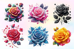 Glitter Roses Flowers Clipart Bundle - CraftNest - Digital Crafting and Art
