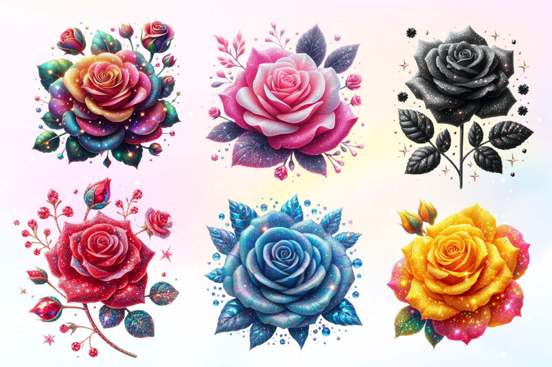 Glitter Roses Flowers Clipart Bundle - CraftNest - Digital Crafting and Art