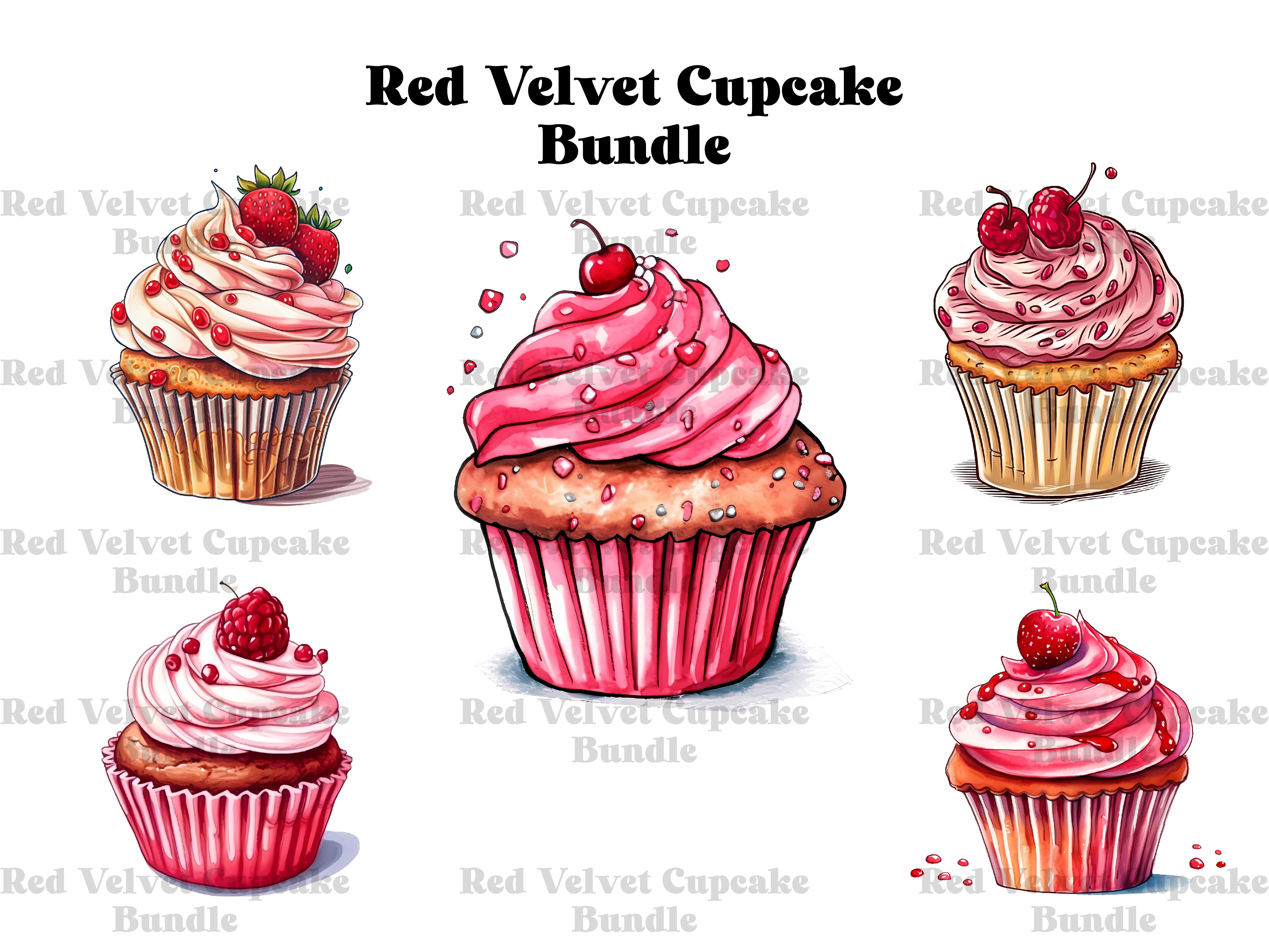 Red Velvet Cupcakes Clipart - CraftNest