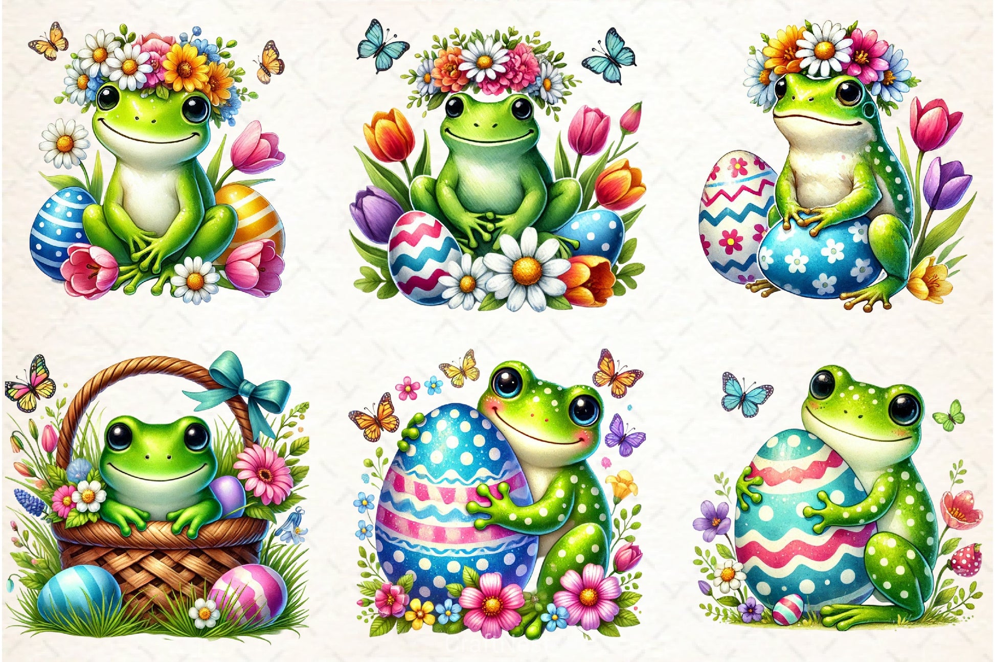 Cute Easter Frog Clipart Bundle - CraftNest - Digital Crafting and Art