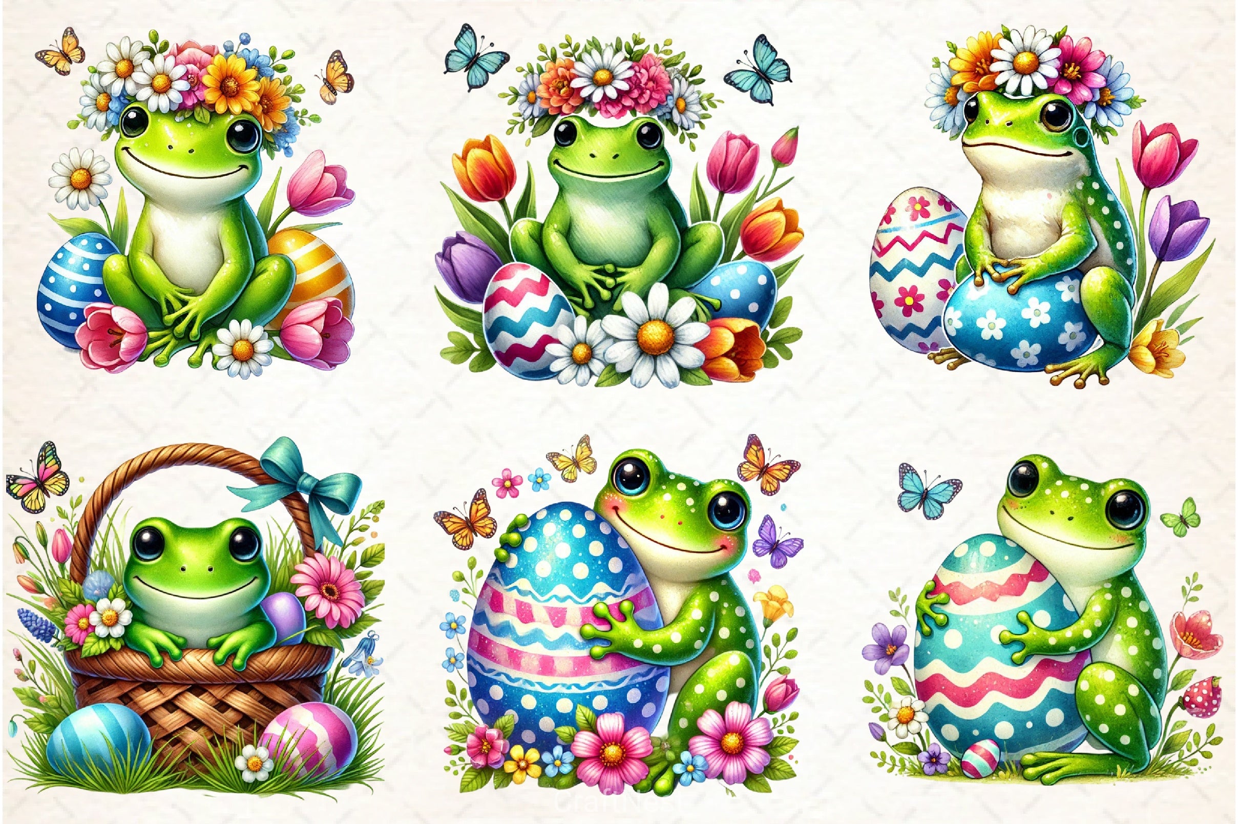 Cute Easter Frog Clipart Bundle - CraftNest - Digital Crafting and Art