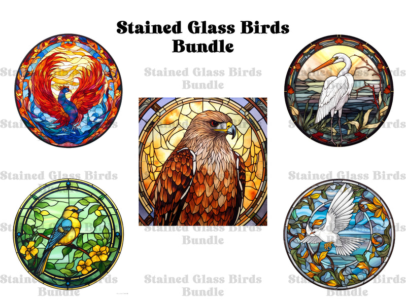 Stained Glass Birds Clipart - CraftNest