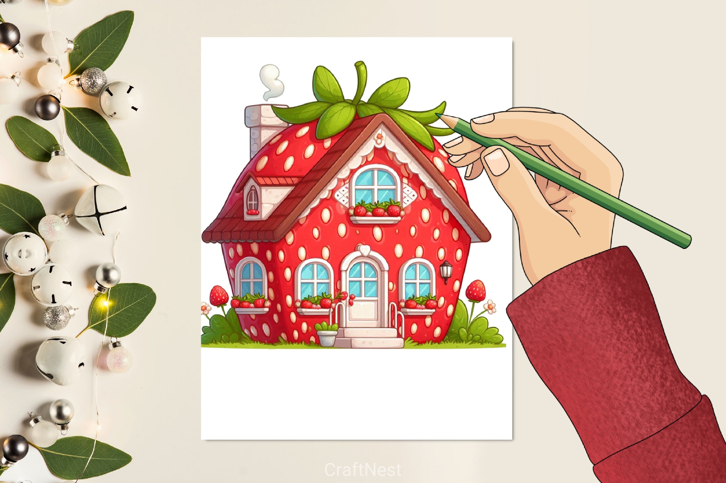 Strawberries House Clipart Bundle - CraftNest - Digital Crafting and Art