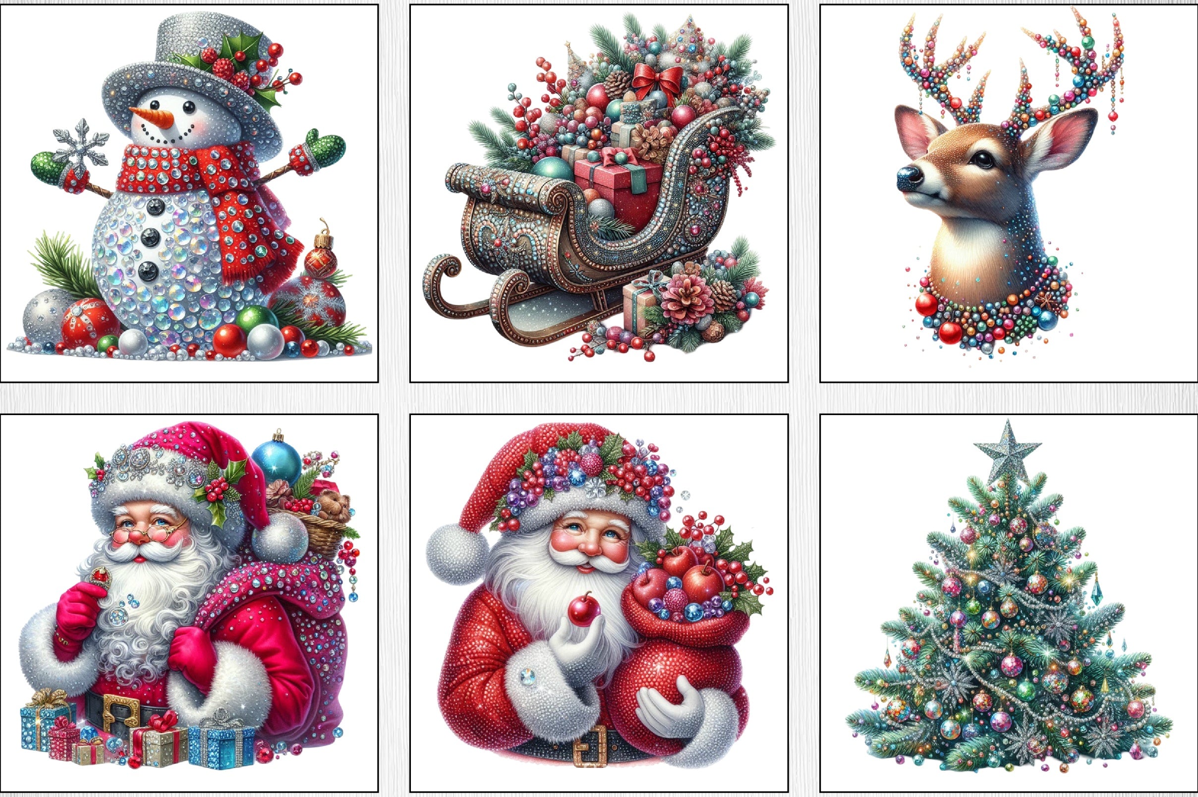 Faux Rhinestones Christmas Clipart Bundle - CraftNest - Digital Crafting and Art