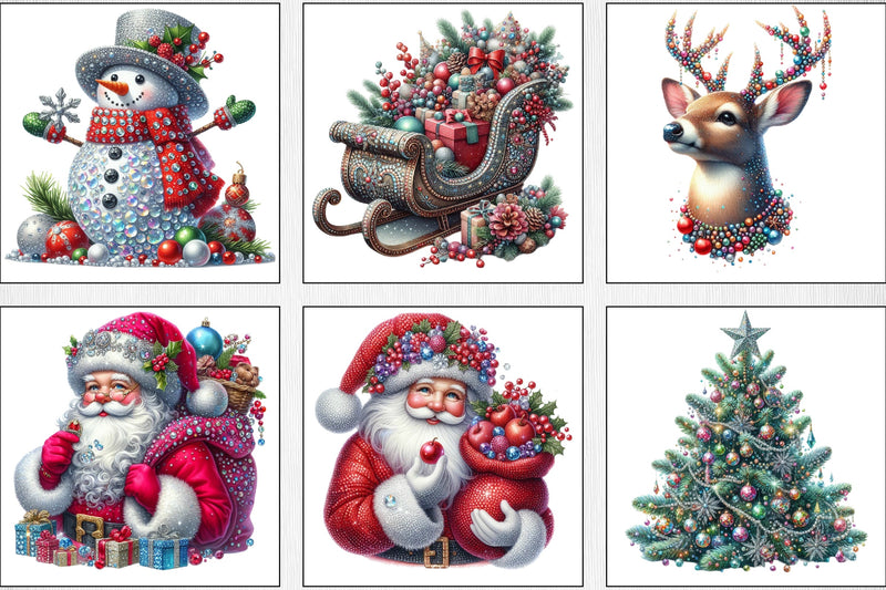 Faux Rhinestones Christmas Clipart Bundle - CraftNest - Digital Crafting and Art