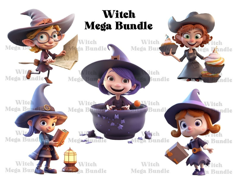 Cute Witches Clipart - CraftNest