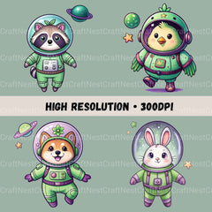 Animals In Space Clipart Bundle - CraftNest - Digital Crafting and Art
