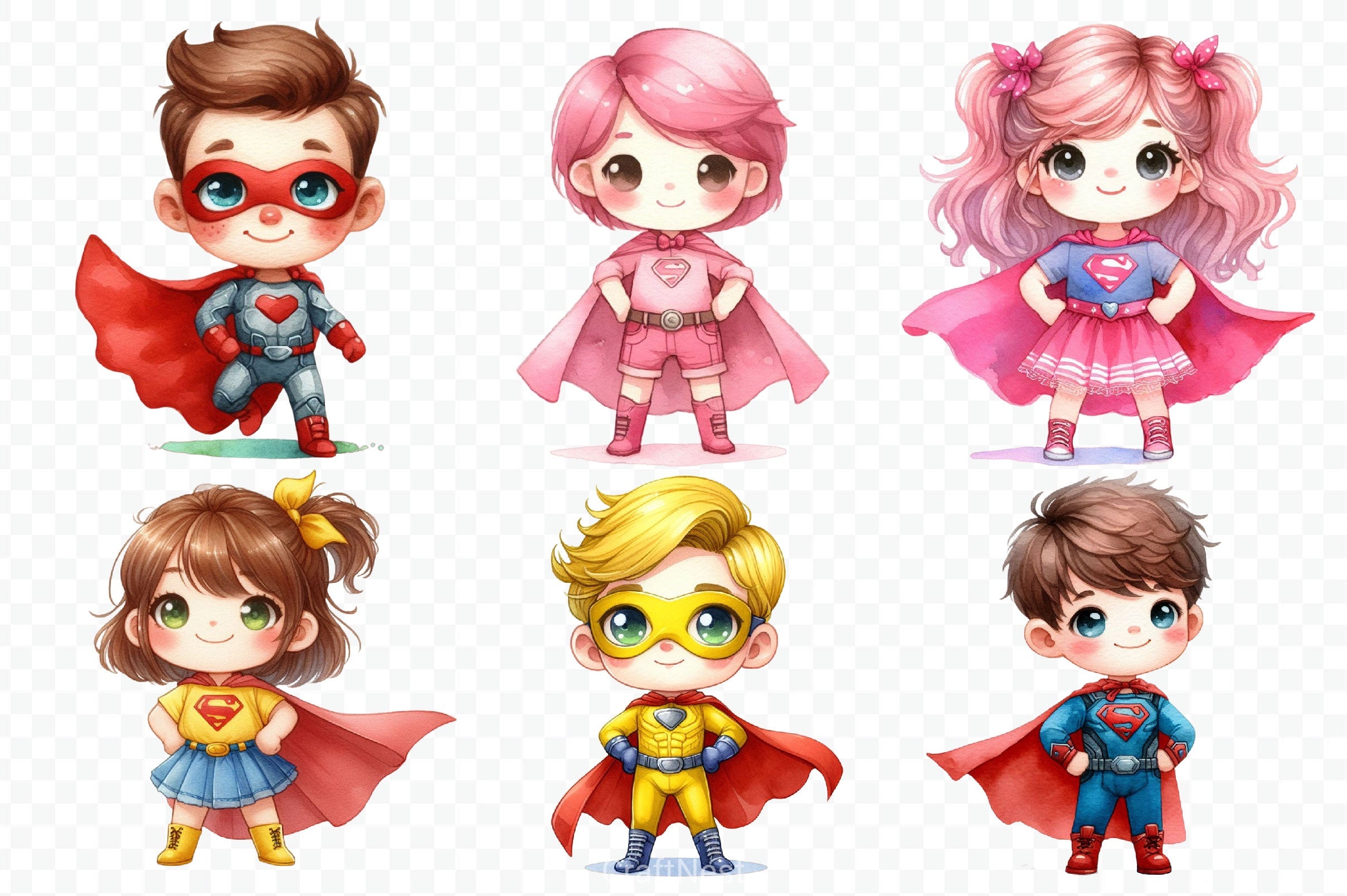 Little Kids Superhero Clipart Bundle - CraftNest - Digital Crafting and Art