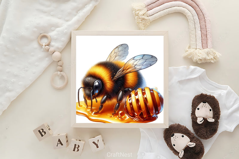 Bumblebee & Honey Clipart Bundle - CraftNest - Digital Crafting and Art