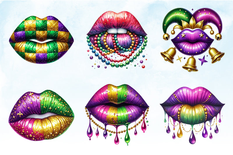Mardi Gras Lips Clipart Bundle 5 - CraftNest - Digital Crafting and Art