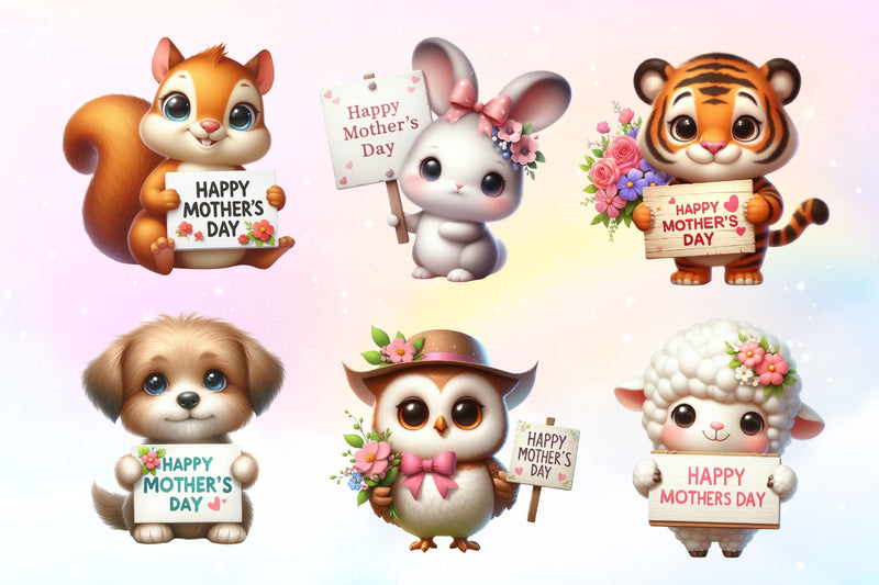 Cute Happy Mothers Day Animals Clipart Bundle 2 - CraftNest - Digital Crafting and Art