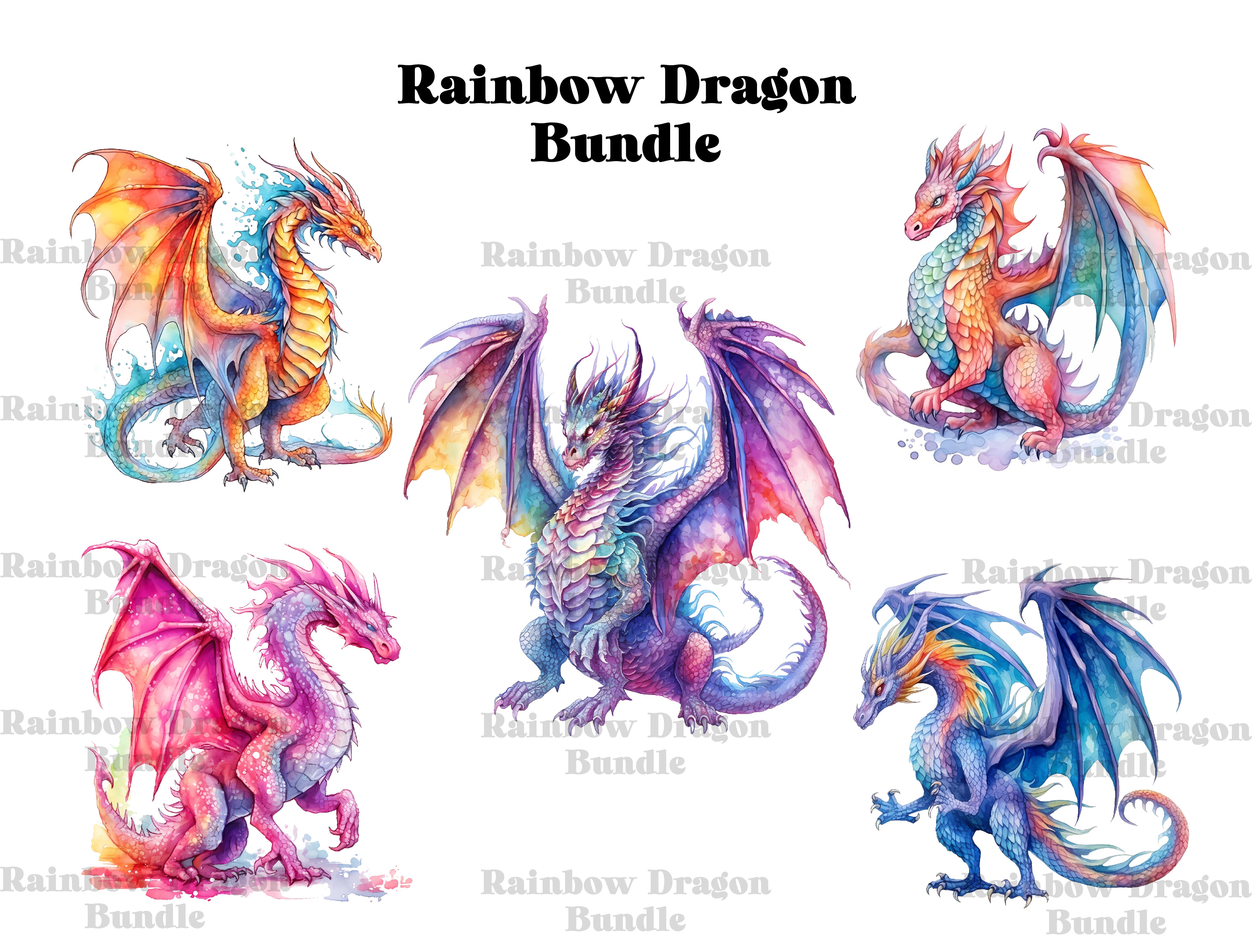 Rainbow Dragon Clipart - CraftNest