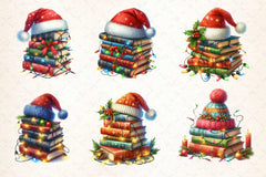 Watercolor Christmas Book Stack Clipart Bundle - CraftNest - Digital Crafting and Art