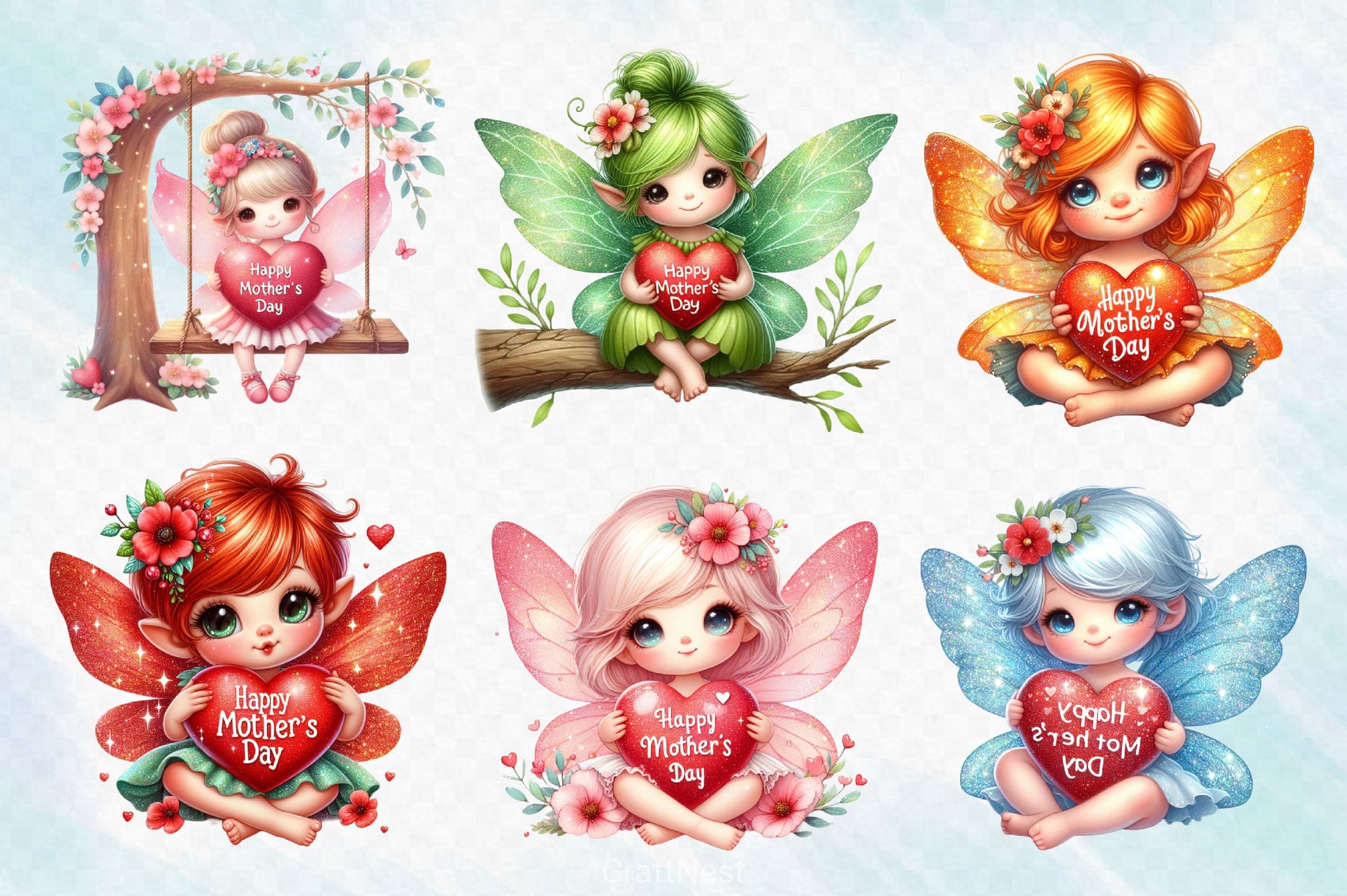 Mothers Day Cute Fairy Clipart Bundle - CraftNest - Digital Crafting and Art