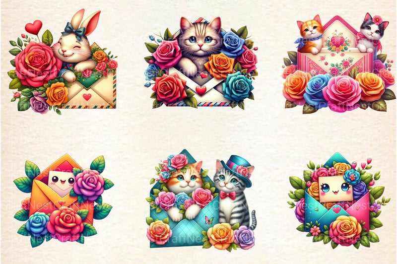 Valentine Peeking Animal Clipart Bundle - CraftNest - Digital Crafting and Art