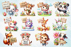 Animal Hello Spring Clipart Bundle 2 - CraftNest - Digital Crafting and Art