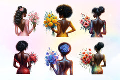 Black Woman Rear View Clipart Bundle - CraftNest - Digital Crafting and Art