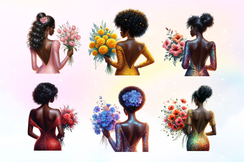 Black Woman Rear View Clipart Bundle - CraftNest - Digital Crafting and Art