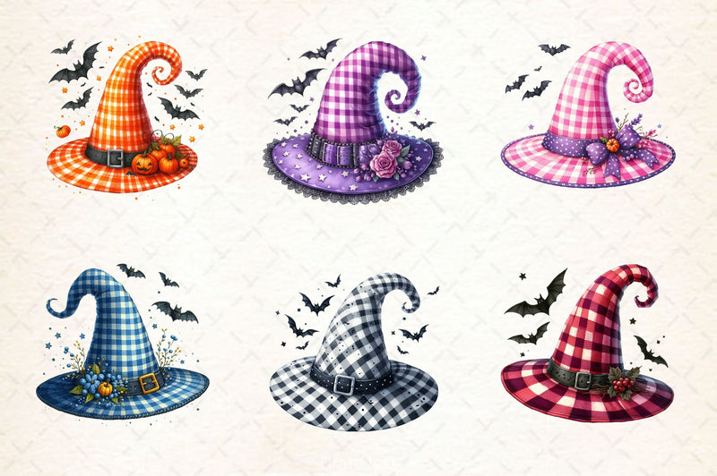 Gingham Witch Hat Halloween Clipart Bundle - CraftNest - Digital Crafting and Art