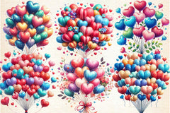 Valentine Heart Balloons Clipart Bundle - CraftNest - Digital Crafting and Art